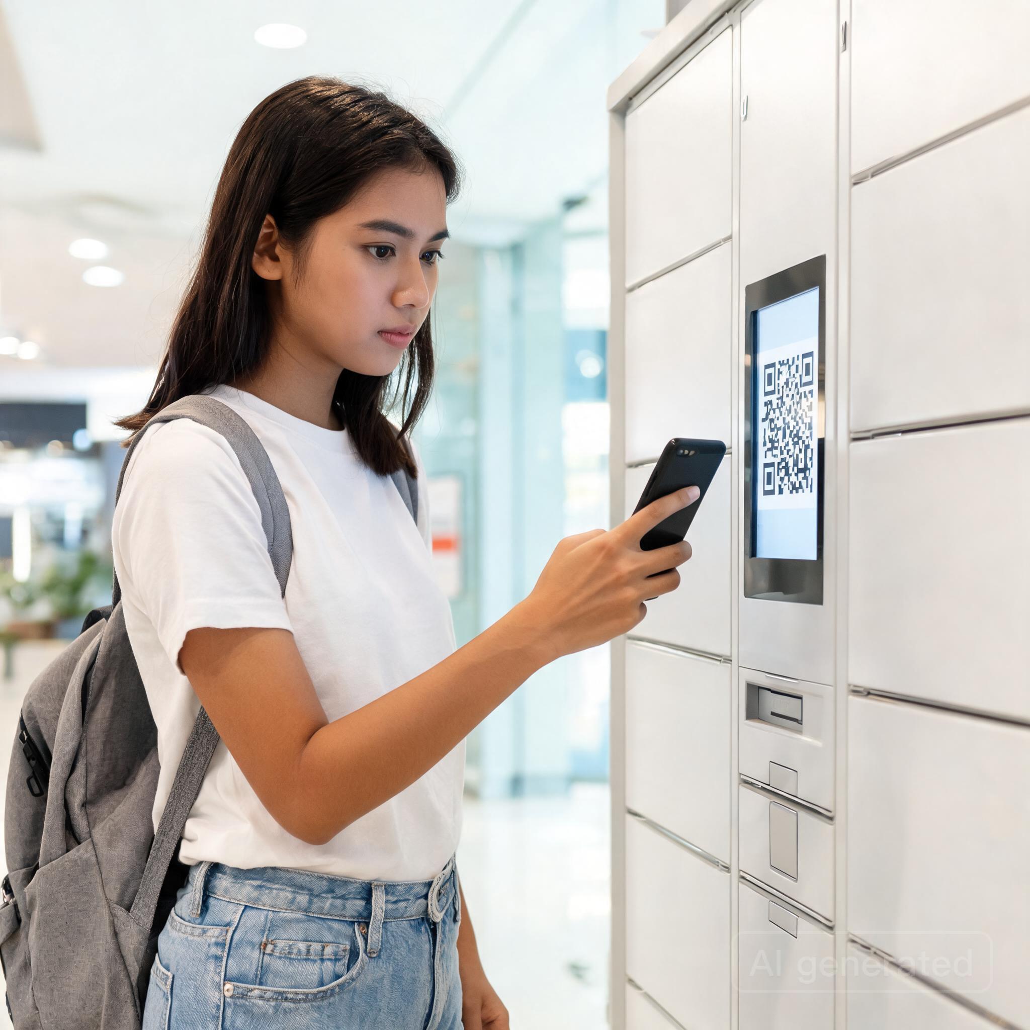Ilustrasi Tren Smart Locker Cashless Terintegrasi QRIS untuk Ruang Publik