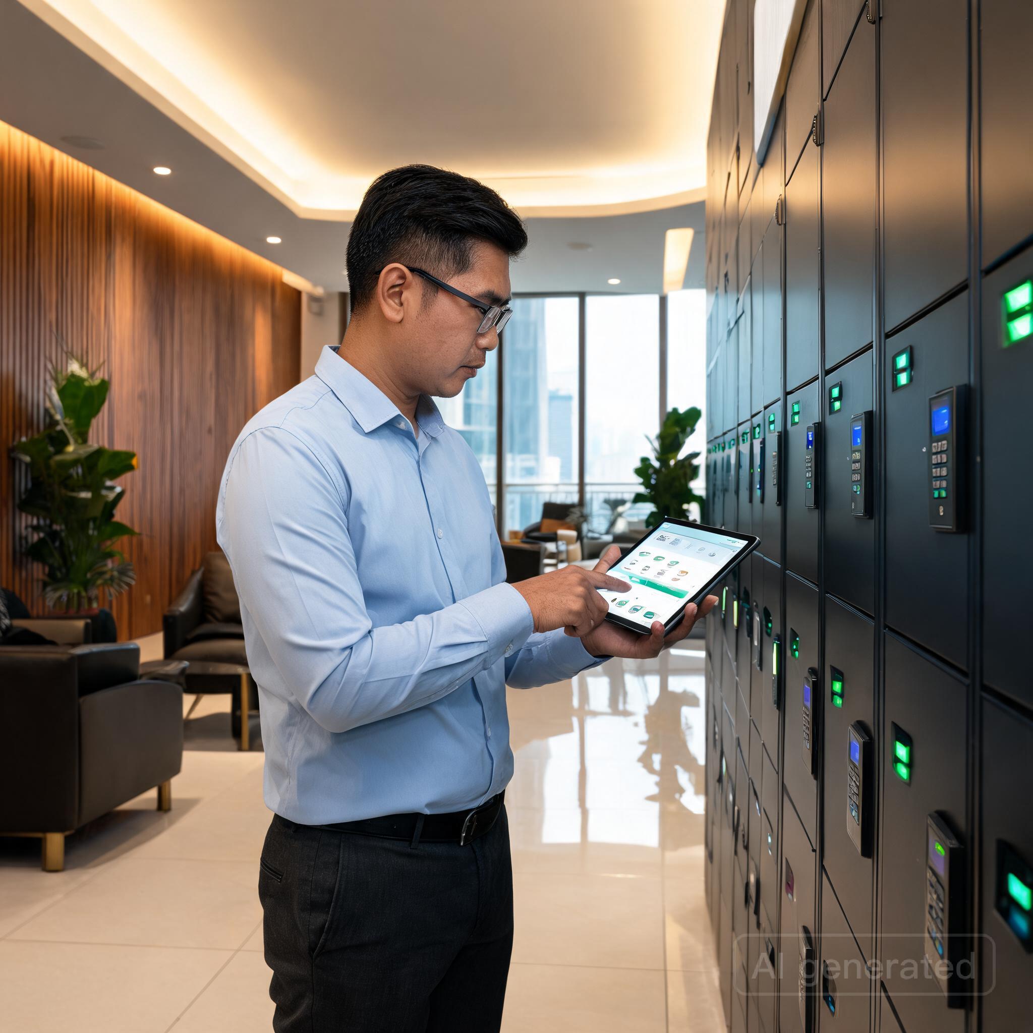 Ilustrasi Sewa Smart Locker untuk Event: Solusi Aman untuk Penyimpanan Barang