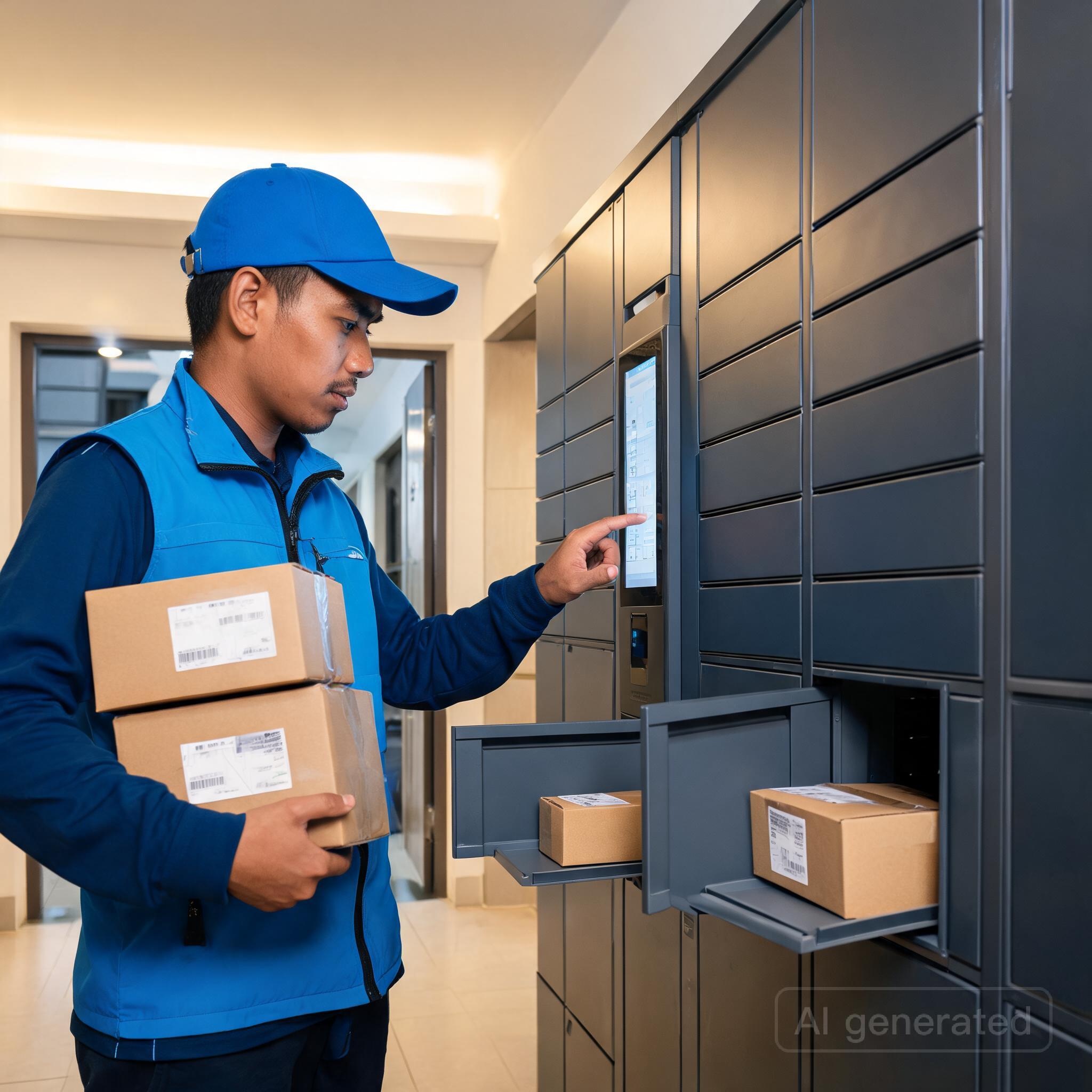 Ilustrasi Efisiensi Penerimaan Paket di Apartemen Menggunakan Sistem Smart Locker