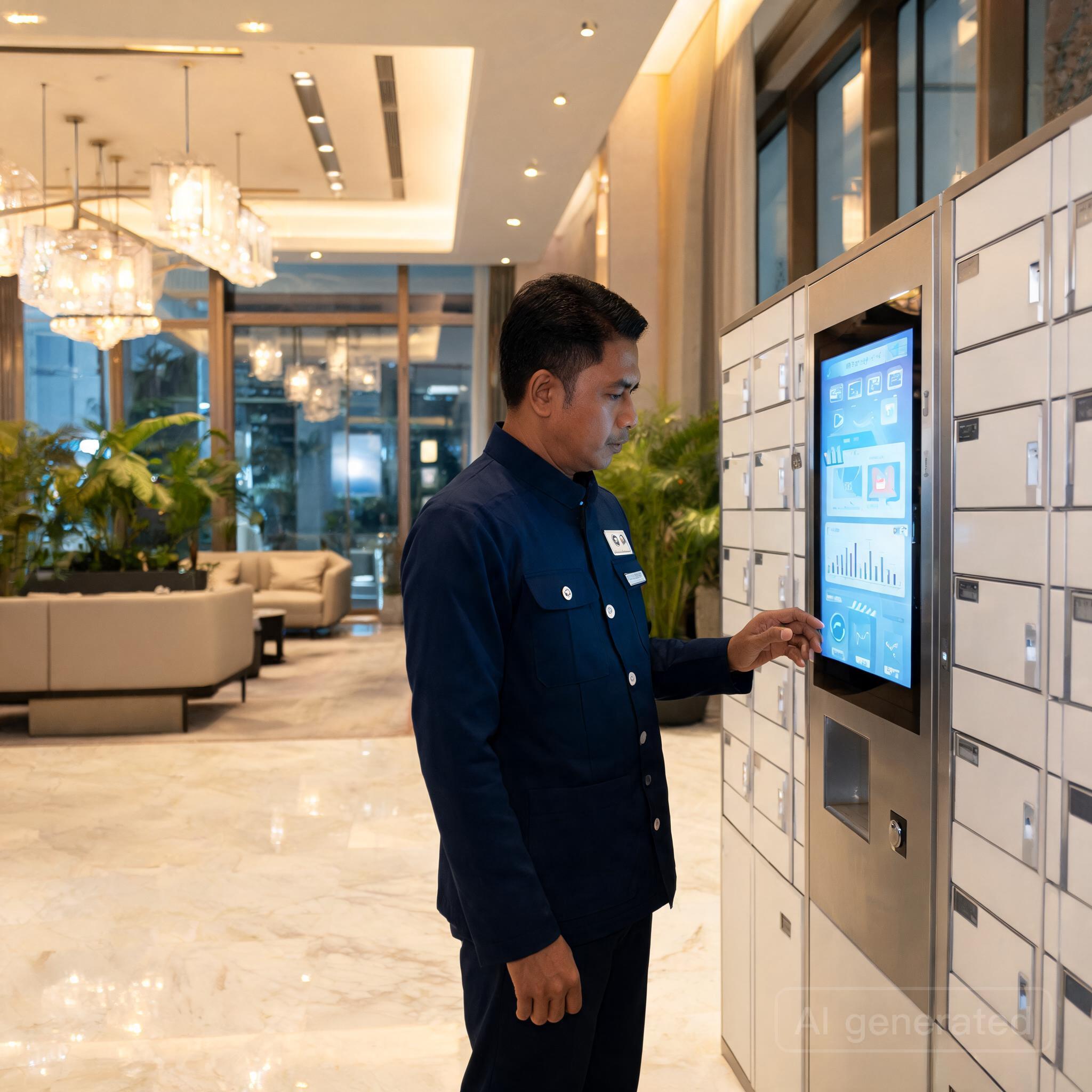 Ilustrasi Efisiensi Penerimaan Paket di Apartemen Menggunakan Sistem Smart Locker