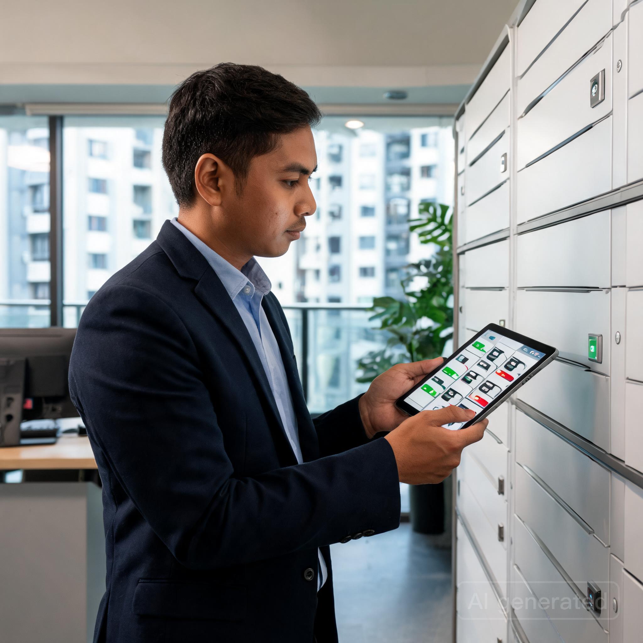 Ilustrasi Efisiensi Penerimaan Paket di Apartemen Menggunakan Sistem Smart Locker